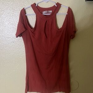Burnt Orange Off The Shoulder Top